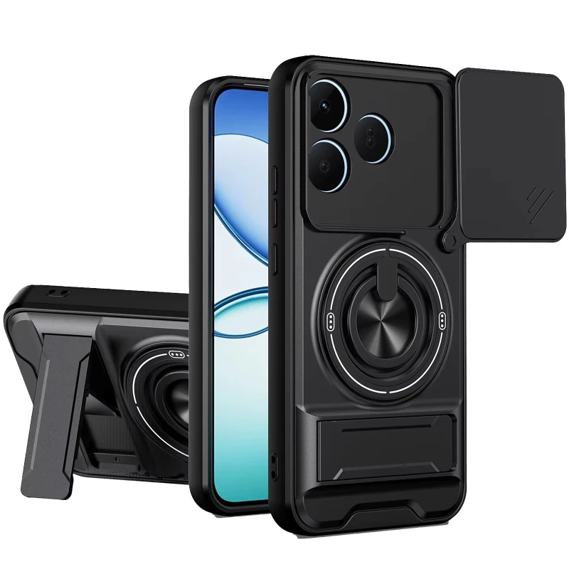 Ударопрочный чехол Camshield StandRing case для Realme GT 7 – Black. Фото 1 из 2