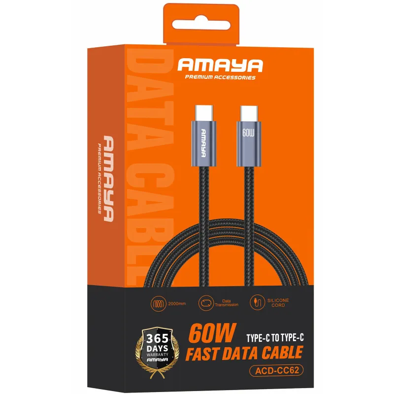 Дата кабель Amaya 62CC Type-C to Type-C 60W (2m) – Gray. Фото 2 з 2