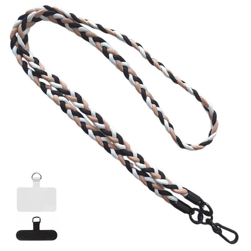 Плетенный шнурок (5мм) 120см – Camel / White / Black. Фото 1 из 3