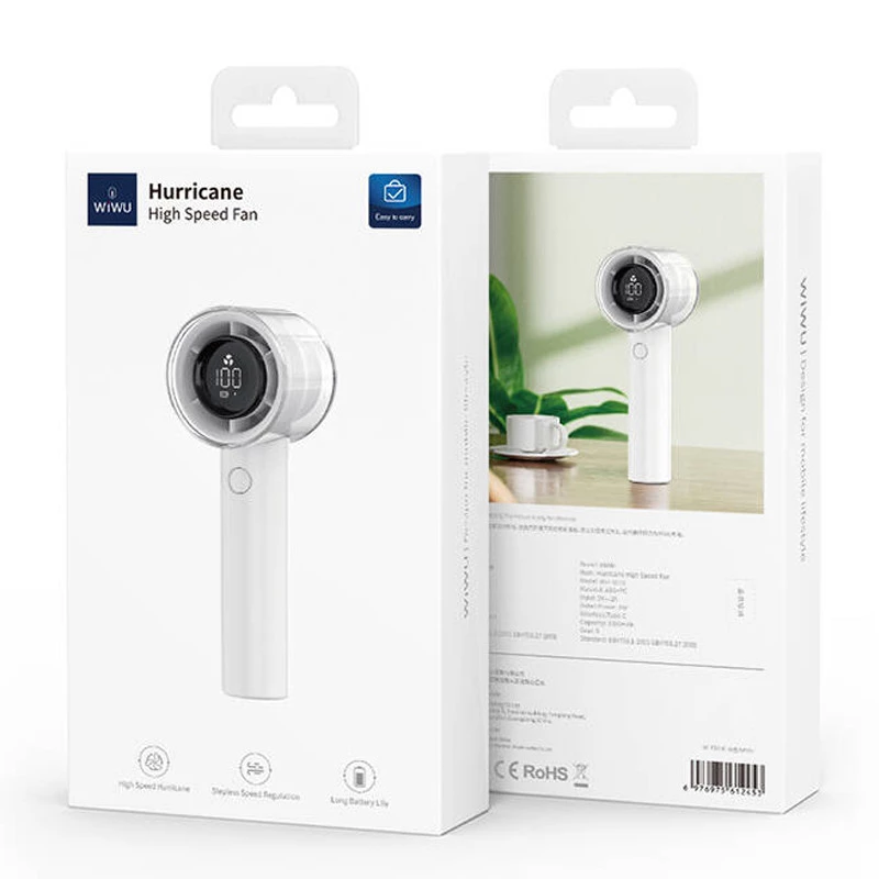 Портативний вентилятор з дисплеєм WIWU WI-FS010 – White. Фото 2 з 4