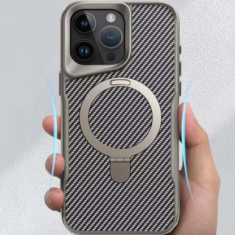 Кольоровий TPU+PC з металевими кнопками , кільцем та MagSafe для Apple iPhone 15 Pro (6.1") – Сірий. Фото 2 з 5