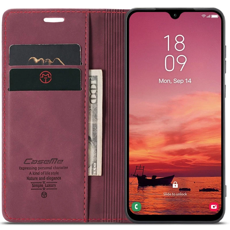 Кожаный чехол-книжка CaseMe Velvet Nubuck для Xiaomi Redmi Note 15 4G/5G (EU) – Red. Фото 3 из 4