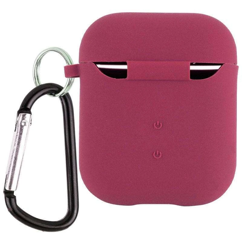 Силіконовий футляр з мікрофіброю для навушників Airpods 1/2 – Бордовий / Plum. Фото 2 з 2