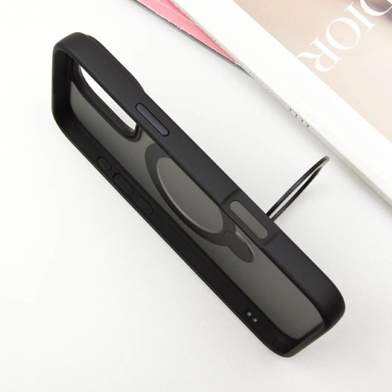 Кольоровий TPU+PC з металевими кнопками, кільцем та MagSafe на Apple iPhone 16 Pro Max – Black. Фото 8 з 16
