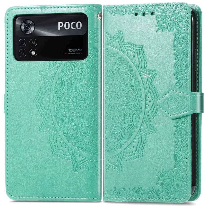 Шкіряний чохол-книжка Art Case з візитницею для Xiaomi Poco X4 Pro 5G – Бірюзовий. Фото 2 з 4