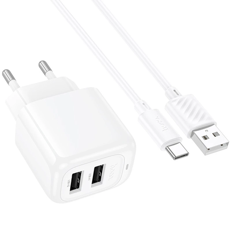 МЗП Hoco CS51A Surplus (2USB-A) + Type-C – White. Фото 3 з 8
