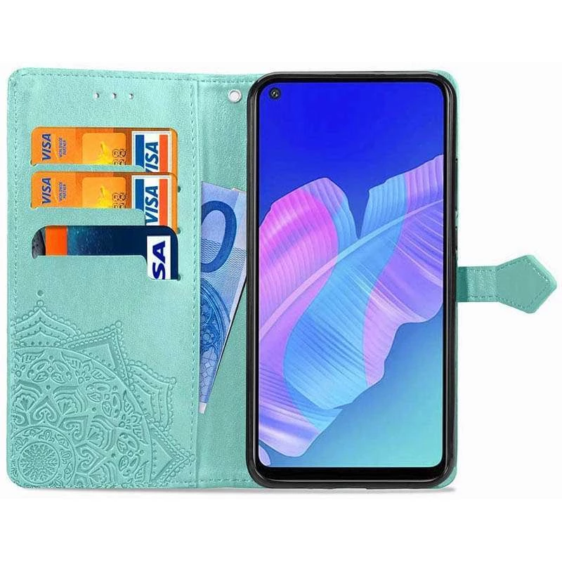 Кожаный чехол-книжка Art Case с визитницей для Xiaomi Redmi 9 – Бирюзовый. Фото 2 из 6