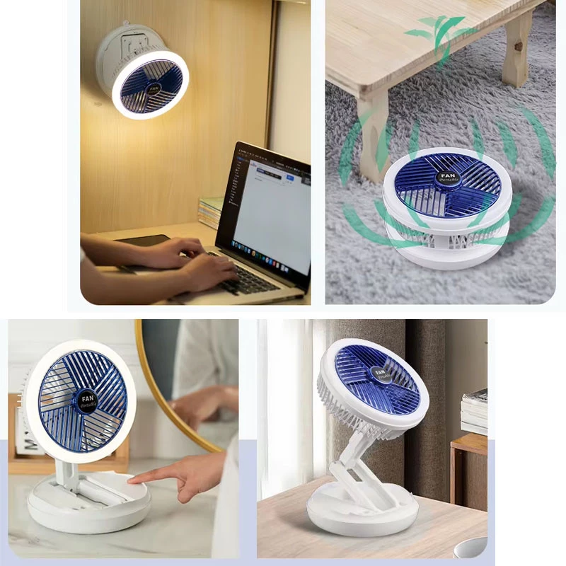 Настільний складний вентилятор Folding Fan 2in1 with Night Light – White. Фото 6 з 7