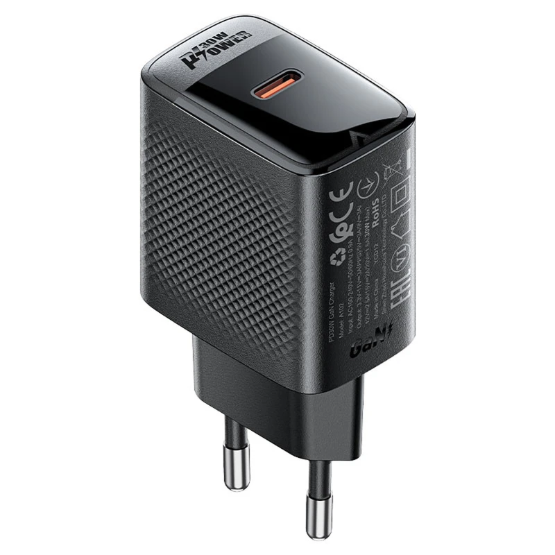 СЗУ Acefast A102 PD30W GaN (1USB-C) – Black. Фото 1 из 6