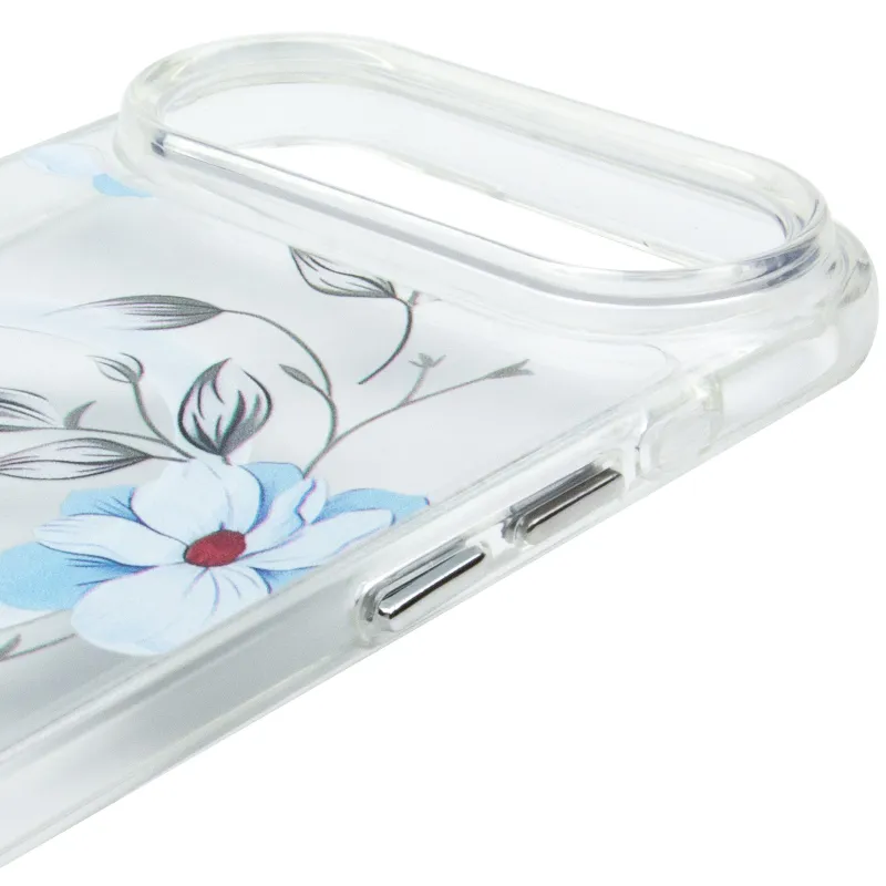 TPU+PC чохол Clear Garden with MagSafe для Apple iPhone 17 Air (6.5") – Blue Blossom. Фото 5 з 7