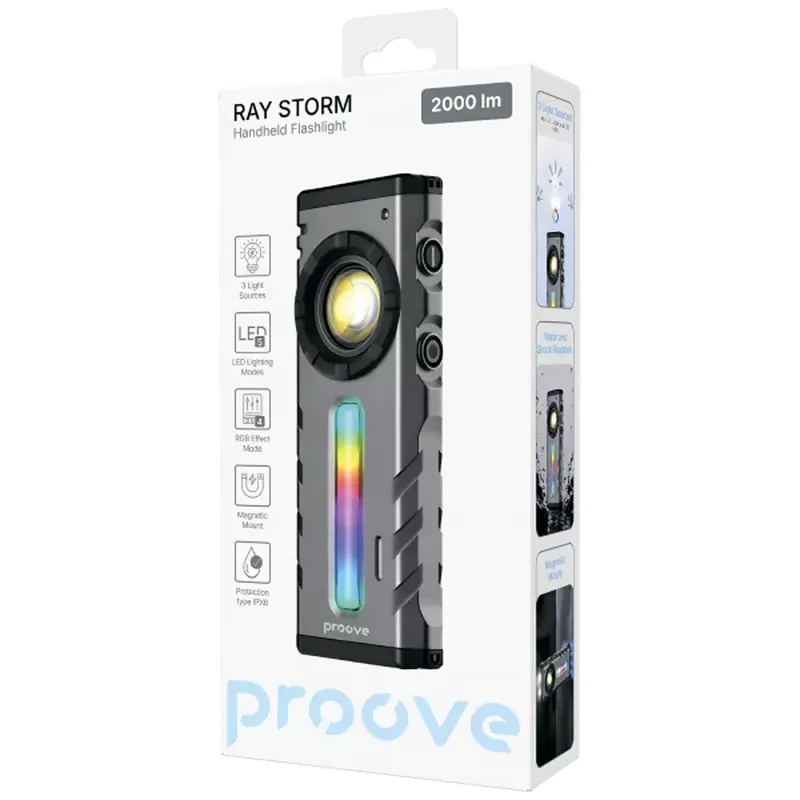Фонарь аккумуляторный Proove Ray Storm (2000lm 1000mAh) – Gray. Фото 2 из 2