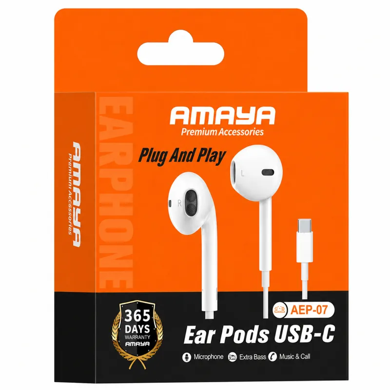 Наушники Amaya AEP-07 (Type-C/1.2m) – White. Фото 2 из 2
