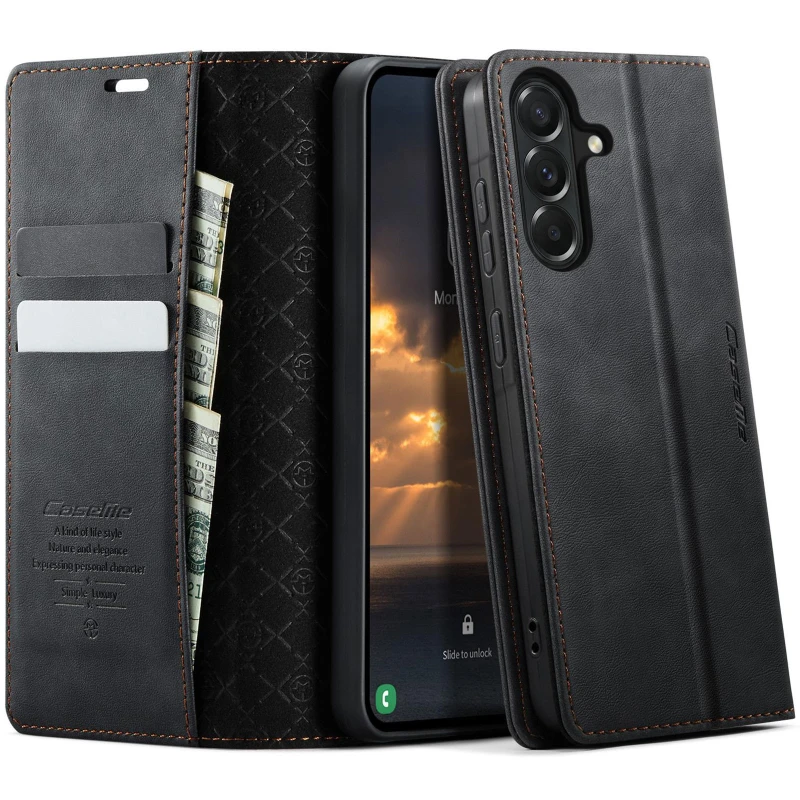 Шкіряний чохол-книжка CaseMe Velvet Matte для Samsung Galaxy A57 5G – Black. Фото 2 з 5