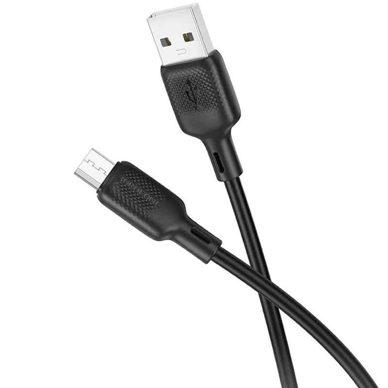 Дата кабель Borofone BX113 Lenny USB to MicroUSB 2.4A (2m) – Black. Фото 2 з 5