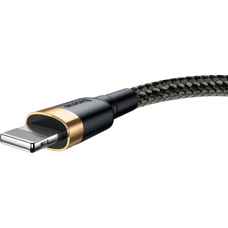 Дата кабель Baseus Cafule Lightning Cable 1.5A (2m) – Золотий / Чорний. Фото 4 з 5