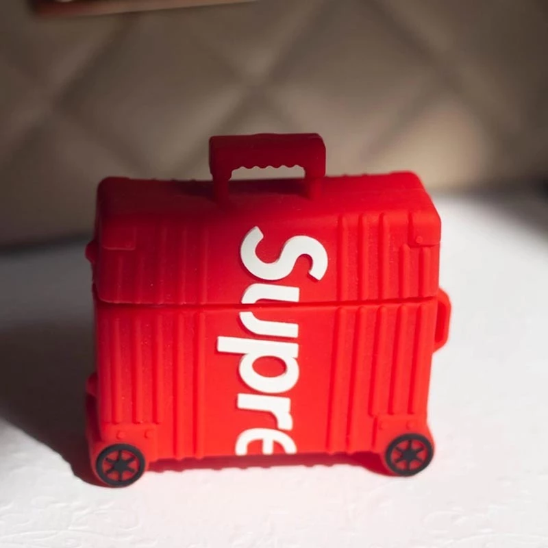 Силіконовий футляр Brand для навушників AirPods 3 + кільце – Supreme red. Фото 2 з 4