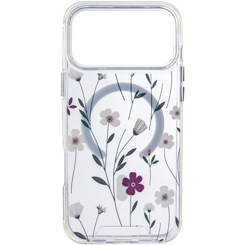 TPU+PC чехол Clear Garden with MagSafe для Apple iPhone 17 Pro (6.3") – Cherry Petal. Фото 3 из 6