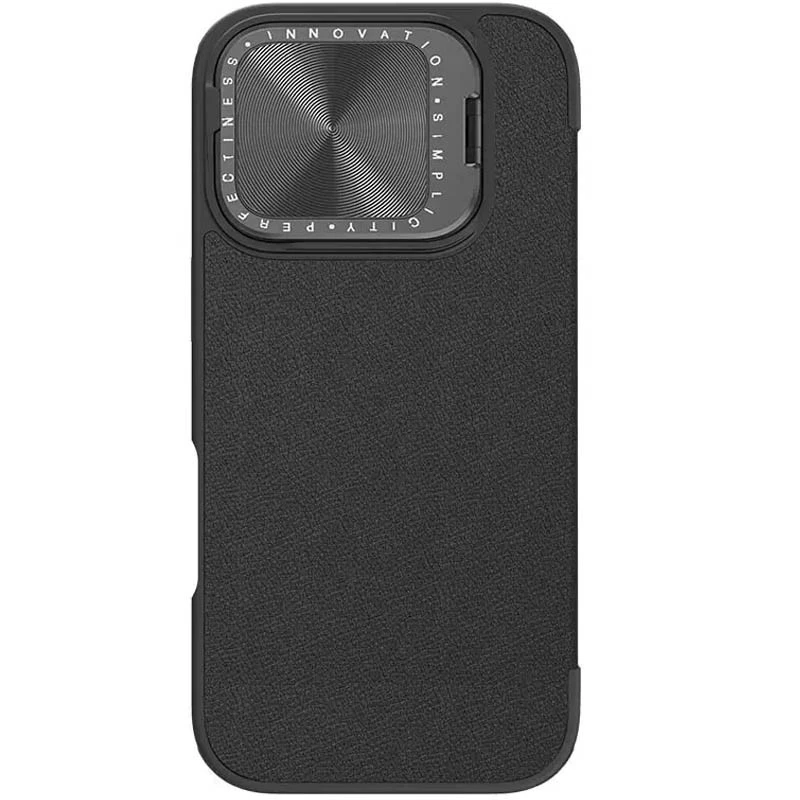 Шкіряний чохол (книжка) Nillkin Qin Prop Plain Camshield для Apple iPhone 16 Pro Max – Classic Black. Фото 3 з 12