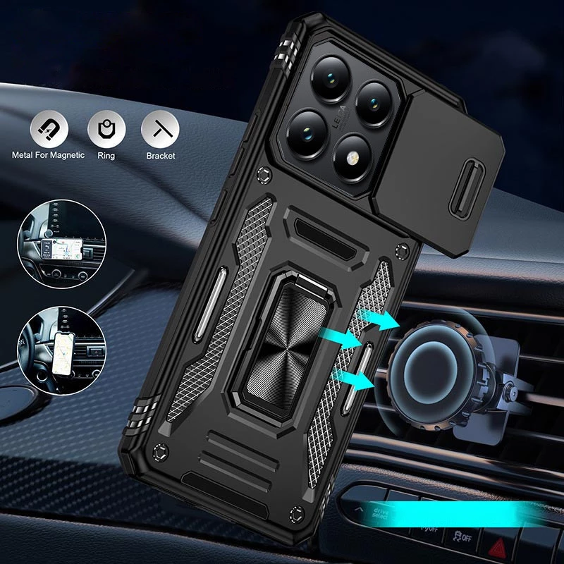 Ударостійкий чохол Square Ring зi шторкою на камеру на Xiaomi 14T – Чорний / Black. Фото 2 з 2