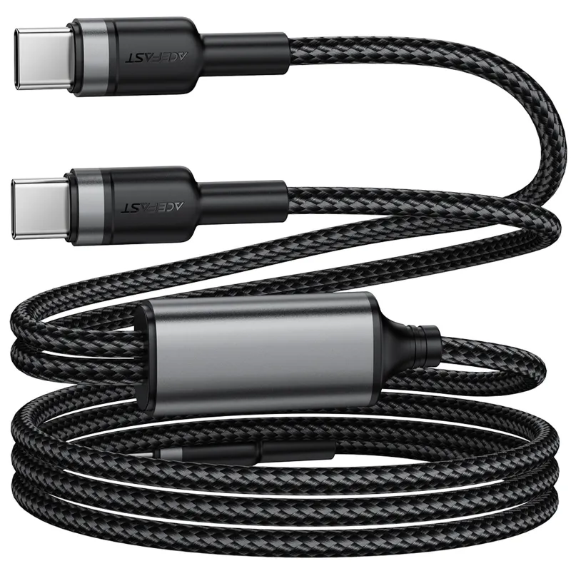 Дата кабель Acefast C22-02 2in1 Type-C to Type-C/Type-C 100W (1.2m) – Black. Фото 3 з 5