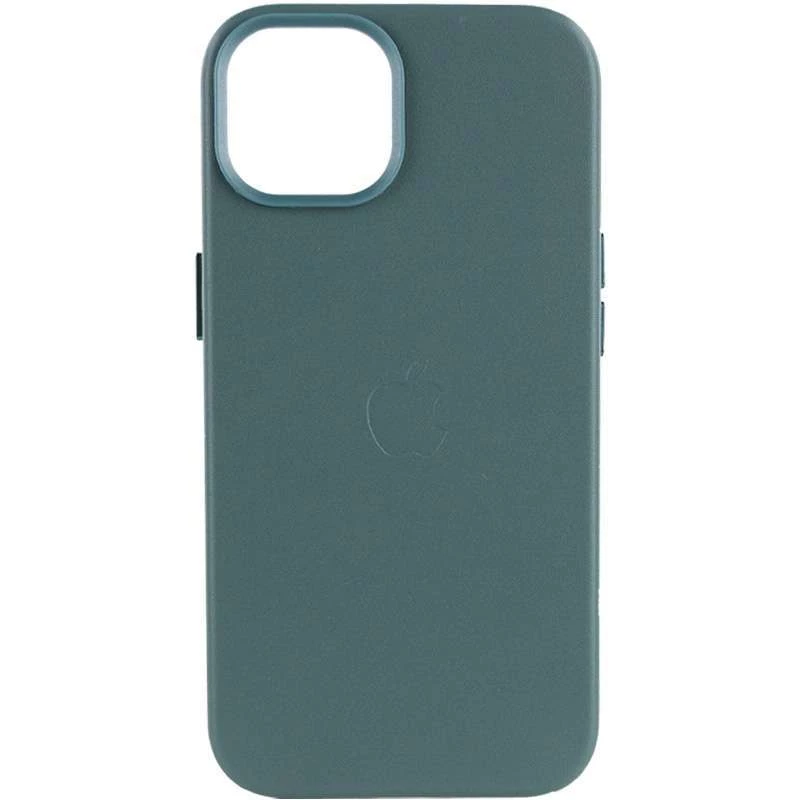 Кожаный чехол Leather Case с MagSafe для Apple iPhone 14 (6.1") – Pine green. Фото 1 из 9