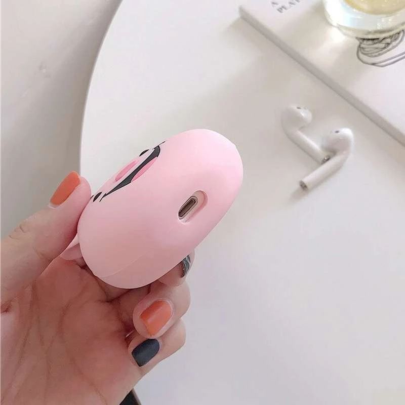 Силіконовий футляр Disney series для навушників AirPods + кільце – П'ятачок / Рожевий. Фото 3 з 4