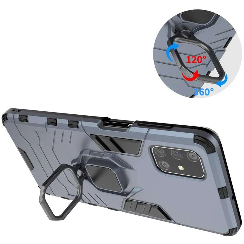 Протиударний чохол Transformer з кільцем на Samsung Galaxy M51 – Сірий / Metal slate. Фото 2 з 4