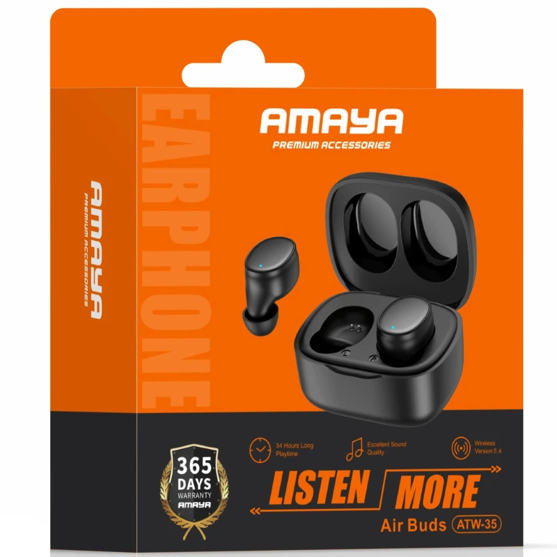 Бездротові TWS навушники Amaya ATW-35 – Black. Фото 2 з 2