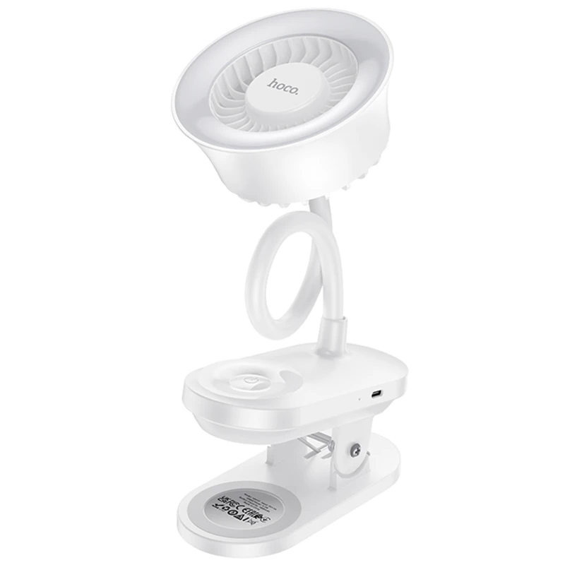 Портативний вентилятор Hoco HX610 handheld folding fan 1800 mAh – White. Фото 6 з 6