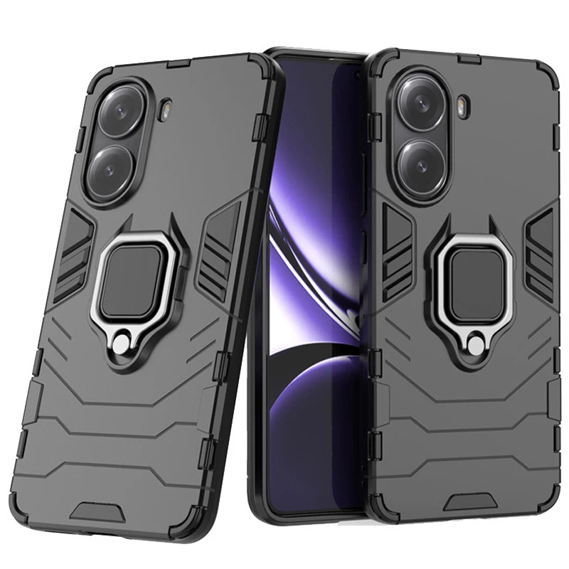 Противоударный чехол Transformer с кольцом для Xiaomi Poco X7 Pro – Черный / Soul Black. Фото 2 из 6