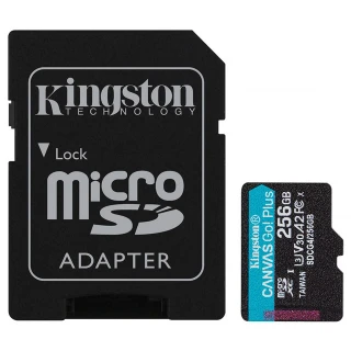 Карта пам'яті Kingston Canvas GP (UHS-3, R200MB/s W160MB/s) C-10 A2 V30 – 256GB (з адаптером) (SDCG4) фото 1 Карта пам'яті Kingston Canvas GP (UHS-3, R200MB/s W160MB/s) C-10 A2 V30 – 256GB (з адаптером) (SDCG4) фото 1 з 1