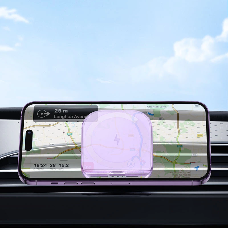 Автотримач з БЗП Hoco HW17 Crystal (air outlet) – Romantic purple. Фото 3 з 4