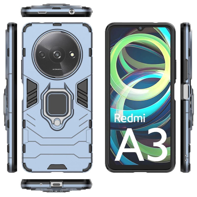 Протиударний чохол Transformer з кільцем на Xiaomi Redmi A3 – Сірий / Metal slate. Фото 3 з 4