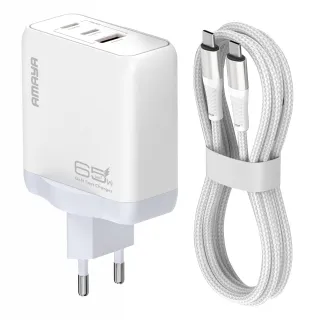 МЗП Amaya E780T PD65W+QC3.0 GaN (1USB-A/1C) + кабель Type-C to Type-C фото 1 з 2