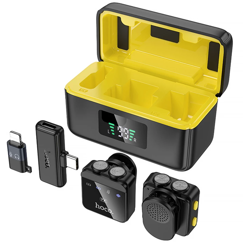 Петличний бездротовий мікрофон Hoco L17 Dual-mic magnetic (Lightning/Type-C) – Black. Фото 2 з 6