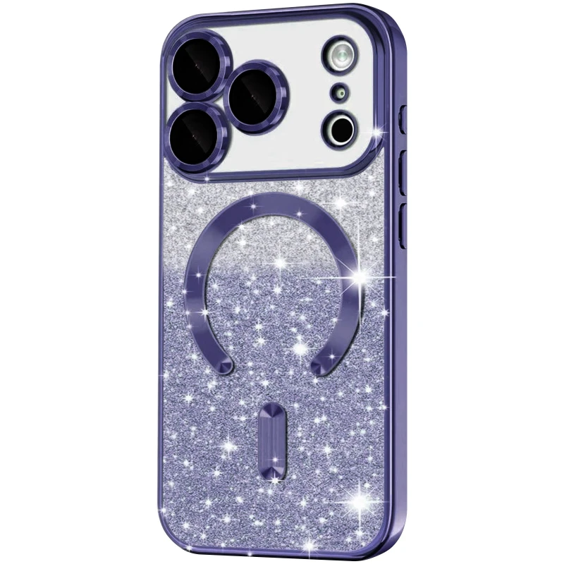Чохол з блискітками, захисними лінзами на камеру та MagSafe на Apple iPhone 17 Pro (6.3") – Фіолетовий / Deep Purple. Фото 1 з 1