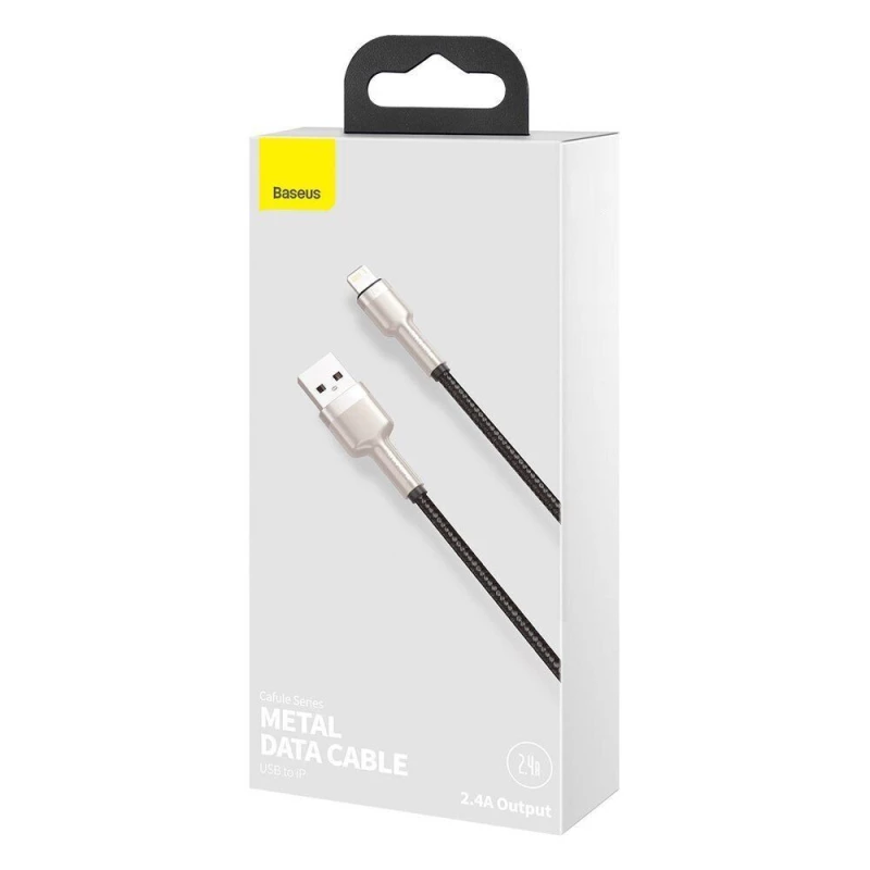 Дата кабель Baseus Cafule Series Metal USB to Lightning 2.4A (2m) (CALJK-B0) – Black. Фото 6 з 6