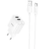МЗП Hoco C141A Smart 2.1A (2USB-A) + кабель USB to Type-C – White. Фото 1 з 1