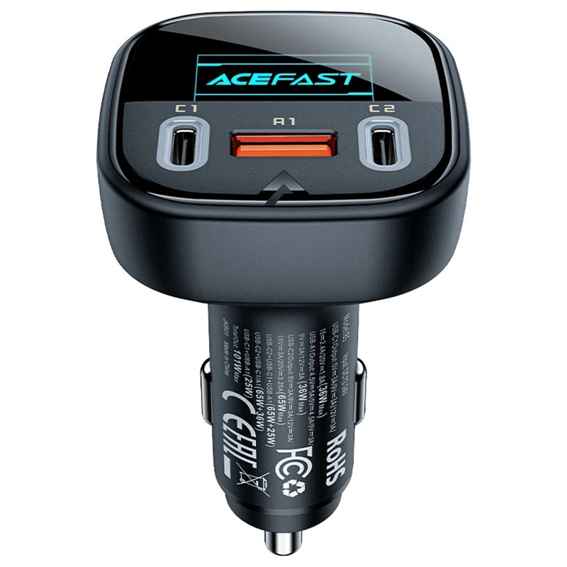 АЗУ Acefast B5 PD36W+QC4.0 total 101W (1USB-A/2C) – Black. Фото 2 из 5