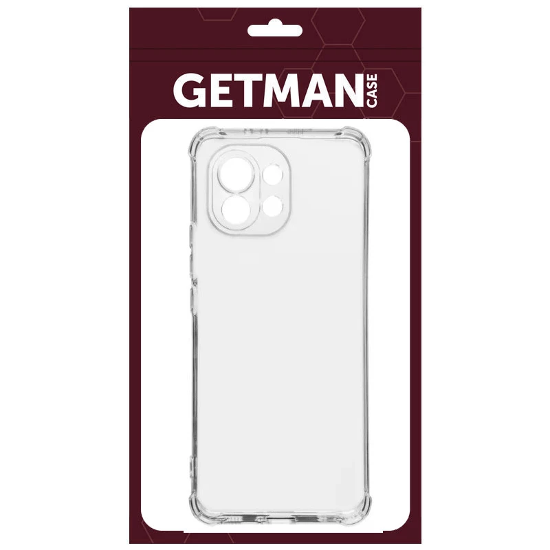 Ультратонкий силіконовий чохол GETMAN з критими бортами та камерою для Xiaomi Mi 11 Lite – Безбарвний (прозорий). Фото 4 з 5