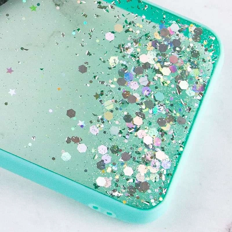 Чехол с блестками и защитой камеры для Samsung Galaxy A03s – Бирюзовый. Фото 3 из 3