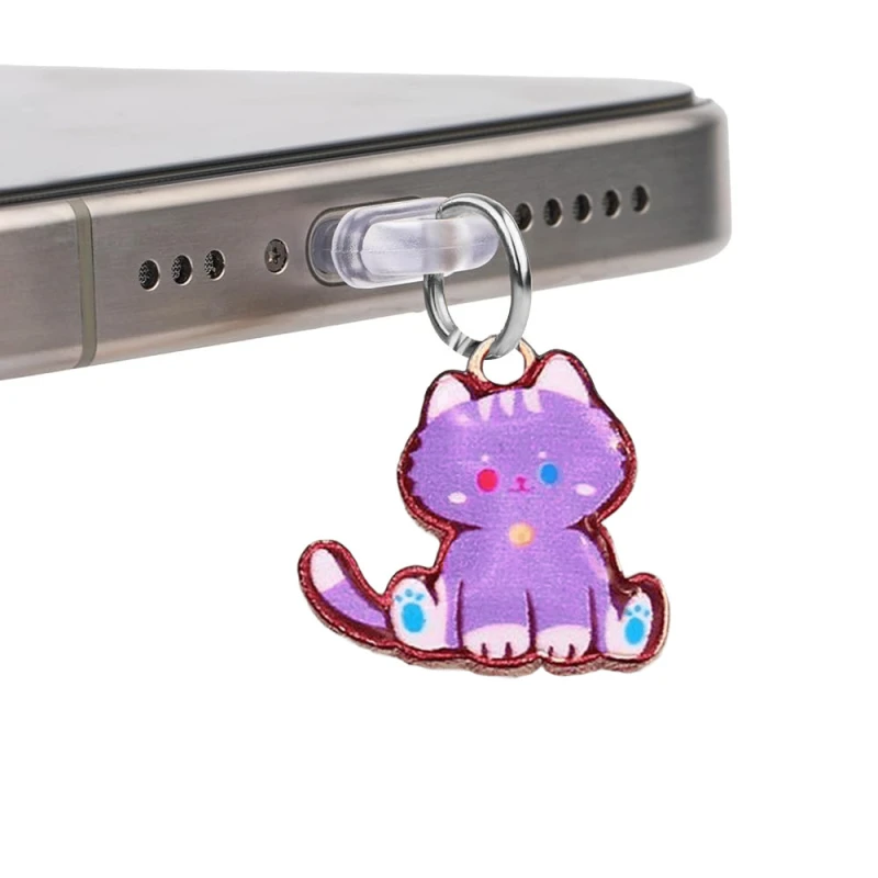 Заглушка силіконова Type-C з подвеской IP44 – Cat metal purple. Фото 1 з 2