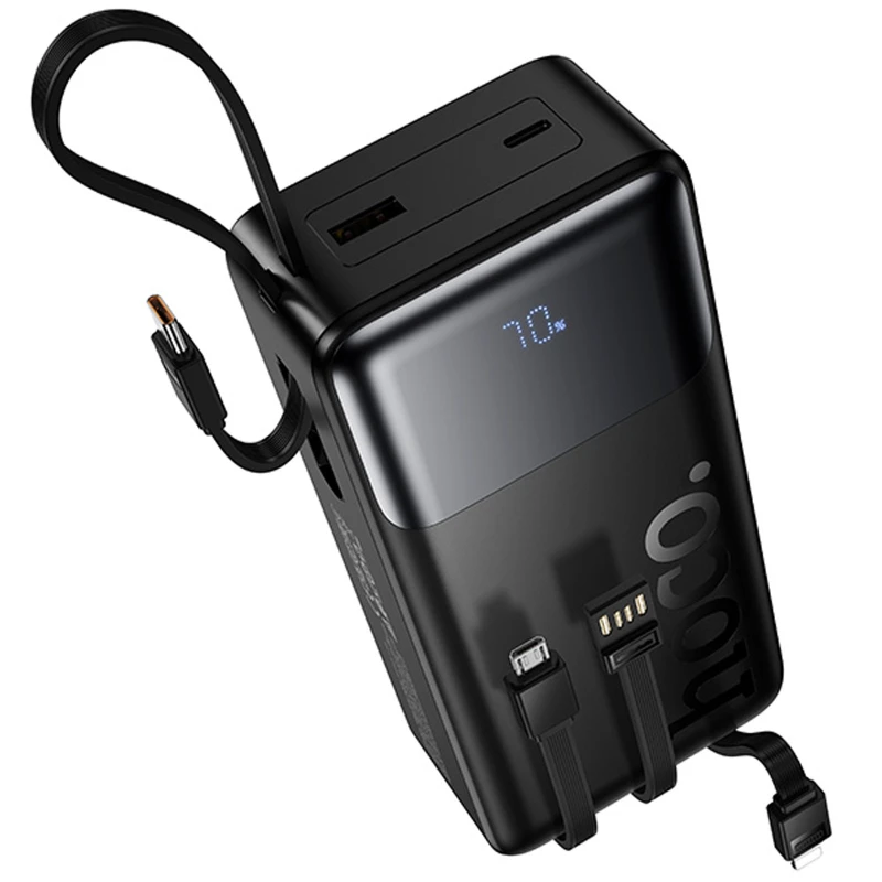 Портативное ЗУ Power Bank Hoco J156B Founder 22.5W+PD20W with four cables 30000 mAh – Black. Фото 3 из 6