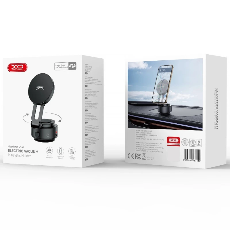 Автотримач XO C168 Rotary Adsorption Magnetic 360° – Black. Фото 4 з 4