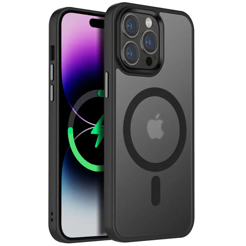 

Кольоровий TPU+PC з металевими кнопками та MagSafe на Apple iPhone 12 Pro Max (6.7") (Чорний)
