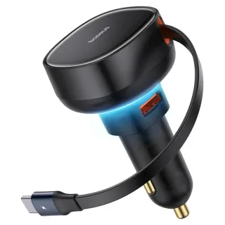 АЗП Baseus Enjoyment Pro PD60W with retractable cables (1USB-A/1C/1L) (C00057802111) фото 1 з 1