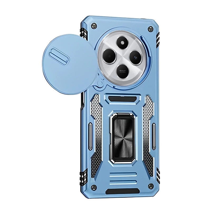 Ударостійкий чохол Square Ring зi шторкою на камеру на Xiaomi Poco C75 – Блакитний / Light Blue. Фото 2 з 2