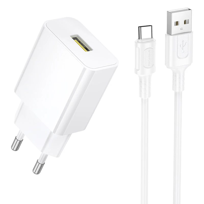 МЗП Borofone BA111A Star QC3.0 (1USB-A) + кабель USB to Type-C – White. Фото 1 з 3