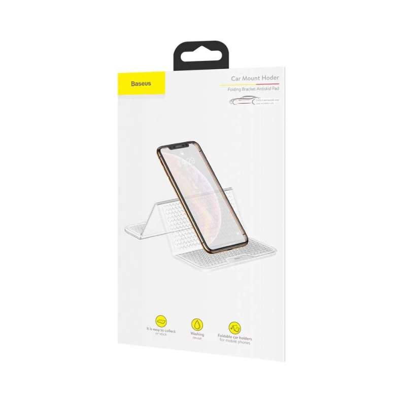 Тримач в машину для телефону (антиковзаючий) Baseus Folding Bracket (SUWNT) – Прозорий. Фото 6 з 8
