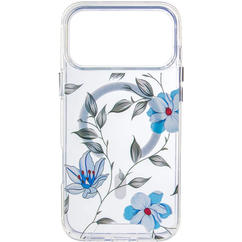 TPU+PC чохол Clear Garden with MagSafe для Apple iPhone 17 Pro Max (6.9") – Blue Blossom. Фото 5 з 8